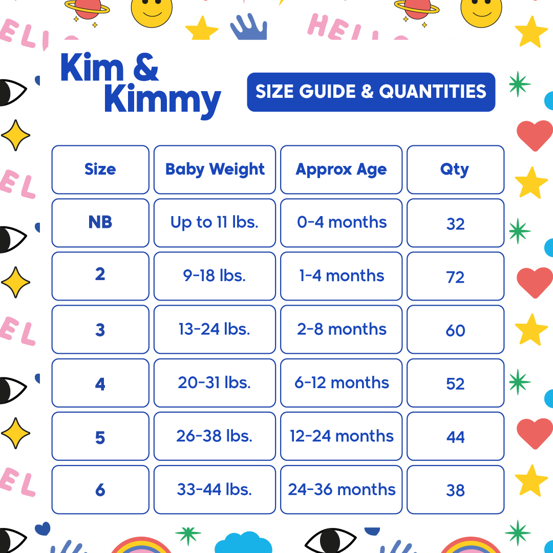 Kim & Kimmy - Size 4 Diapers, 20 - 31 lbs, Qty 52
