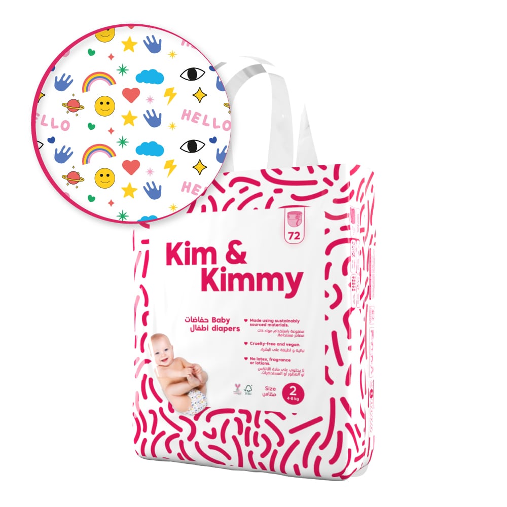 Kim & Kimmy - Size 2 Diapers, 9 - 18 lbs, Qty 72