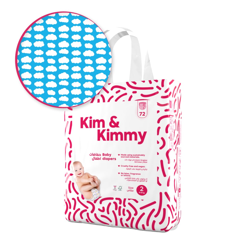 Kim & Kimmy - Size 2 Diapers, 9 - 18 lbs, Qty 72