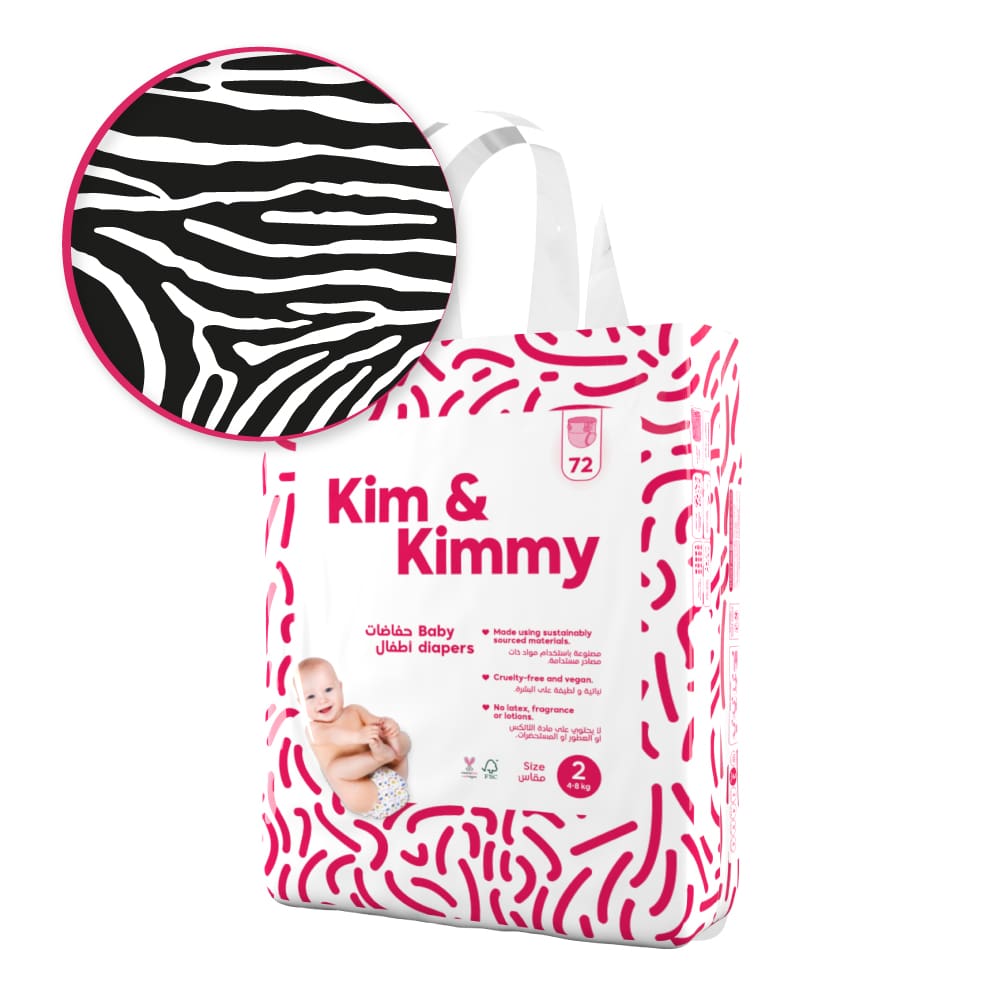 Kim & Kimmy - Size 2 Diapers, 9 - 18 lbs, Qty 72