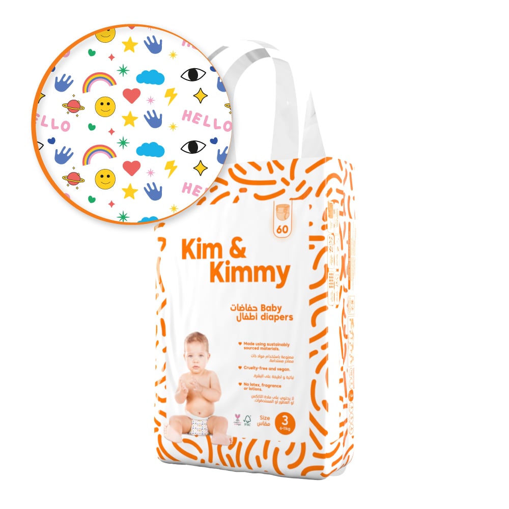 Kim & Kimmy - Size 3 Diapers, 13 - 24 lbs, Qty 60