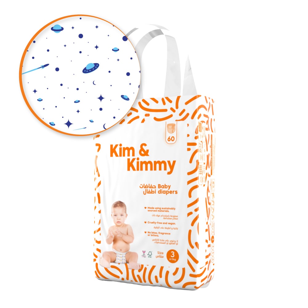 Kim & Kimmy - Size 3 Diapers, 13 - 24 lbs, Qty 60