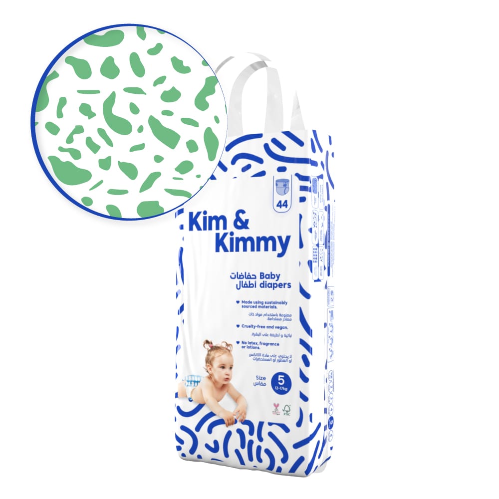 Kim & Kimmy - Size 5 Diapers, 26 - 38 lbs, Qty 44